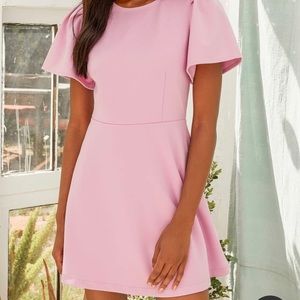 Lulus Perfect Twirl Lilac Short Sleeve Dress